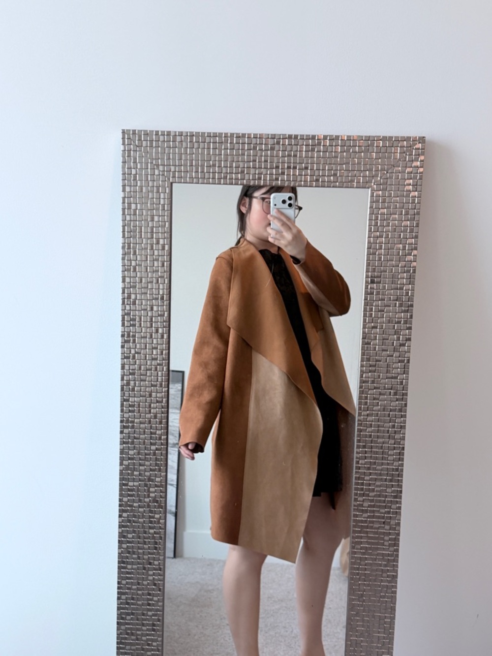 Zara Two-Tone Brown and Black Wrap Top - Picture 2 of 11